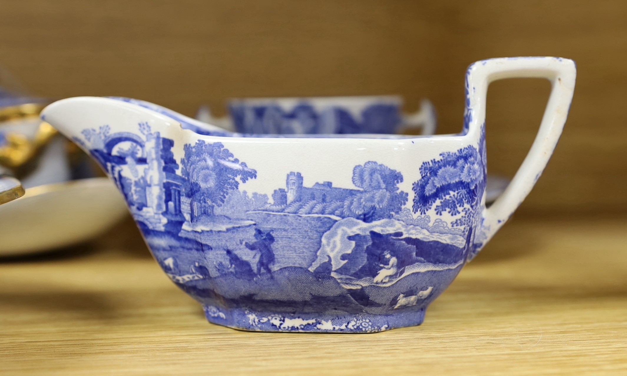 Spode Italian blue and white dessert and tea wares, 19th century and modern and other 19th century blue and white wares